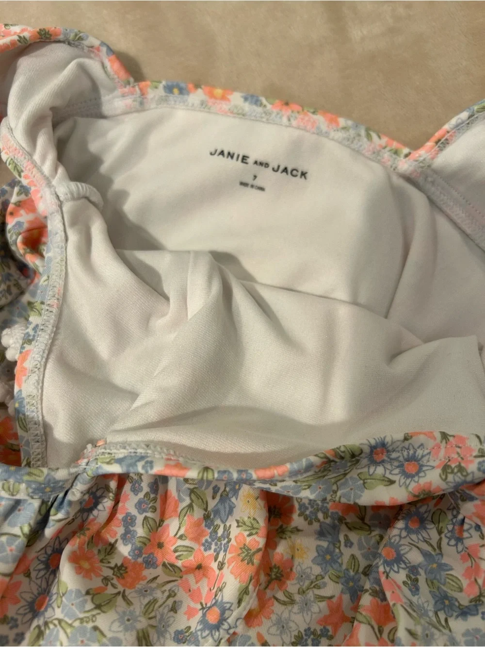 Janie and Jack Floral Ruffle Swimsuit Size 7